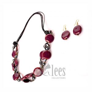 KOLETA 3pc set(necklace+ Bracelet+earrings-made from ceramic beads