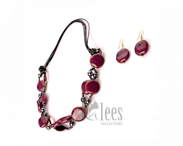 KOLETA 3pc set(necklace+ Bracelet+earrings-made from ceramic beads
